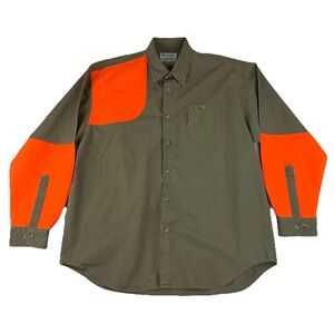 Vintage Columbia Hunting Shirt Mens XL Long Sleeve Cotton Outdoor Brown Orange